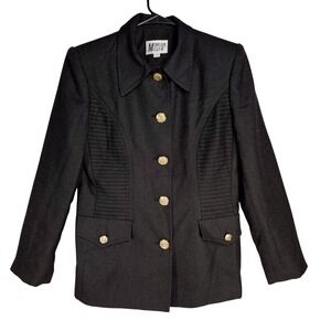 Morgan Miller Women's Black Military Blazer Jacket Size 10 Gold Button Steampunk
